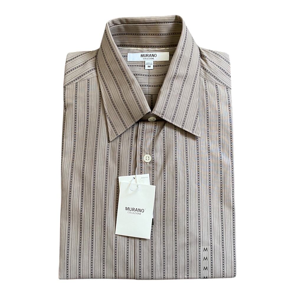 Murano Collezione Men's Medium Long Sleeved Brown e Button Up Dress Shirt